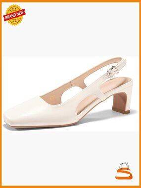 Slingback Chunky Low Heels Closed Square Toe Pumps Wedding Party Dress Shoes